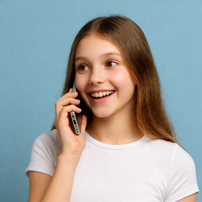 Girl smiling on phone call