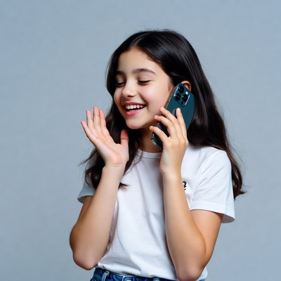 Happy girl talking on phone