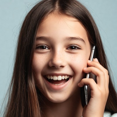 Girl smiling on phone call