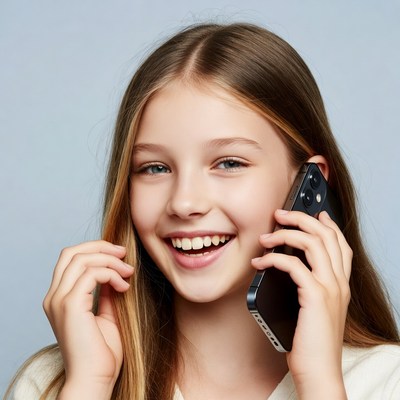 Girl smiling on phone call