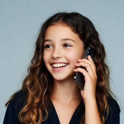 Girl smiling on phone call