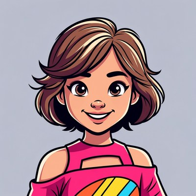 Smiling girl with brown bob haircut