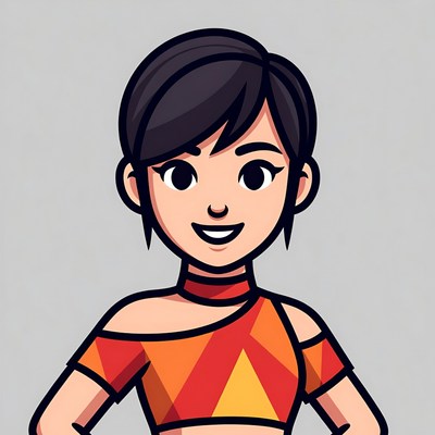 Smiling Asian woman in orange top