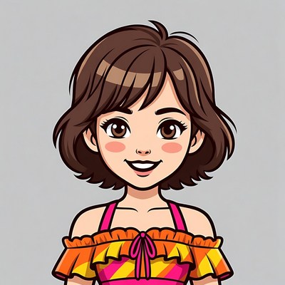 Smiling Asian girl in pink off-shoulder top