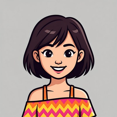 Smiling Asian girl in colorful top