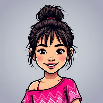 Smiling Asian girl with messy bun