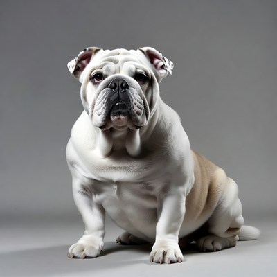 White English Bulldog sitting