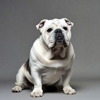 White English Bulldog sitting