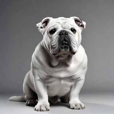 White English Bulldog sitting