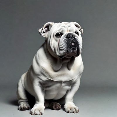 White English Bulldog sitting