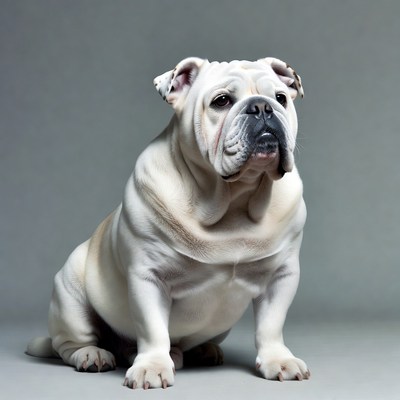 White English Bulldog sitting