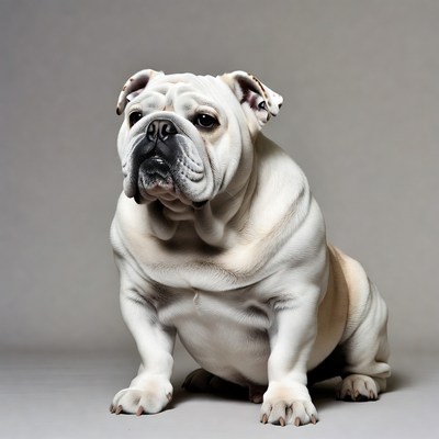 White English Bulldog sitting