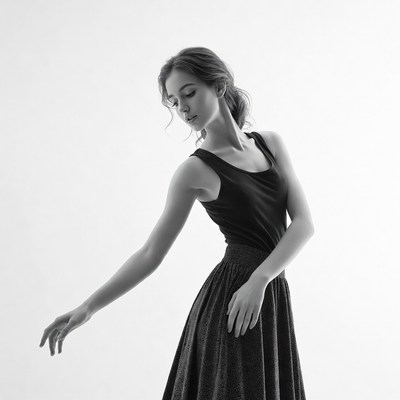 Woman dancing in black tank top skirt