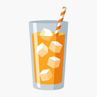 Orange Juice Glass with Straw