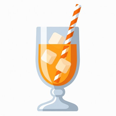 Orange Juice Glass with Straw