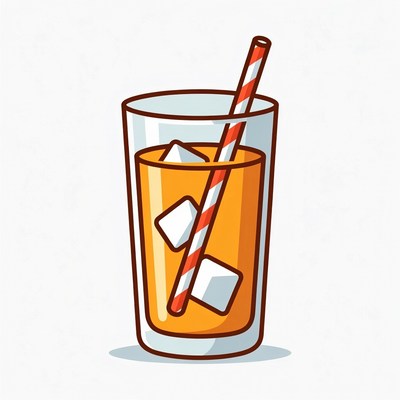Orange Juice Glass with Straw
