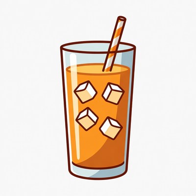 Orange Juice Glass with Straw
