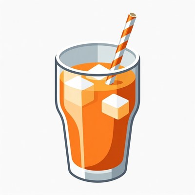 Orange Juice Glass with Straw