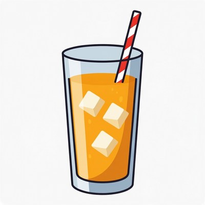 Orange Juice with Straw and Ice