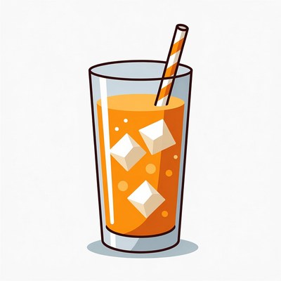 Orange Juice with Straw and Ice
