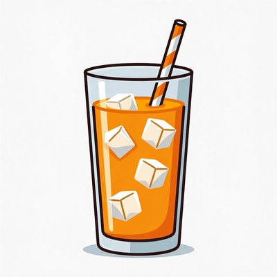 Orange Juice Glass with Straw