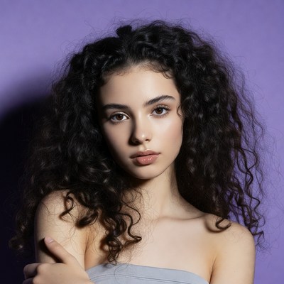 Young woman with curly black hair