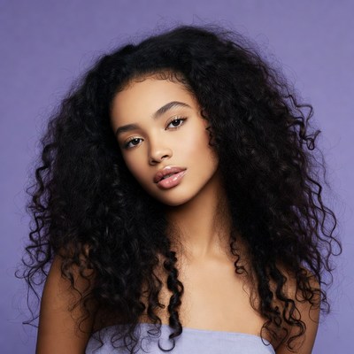 Beautiful woman with curly black hair