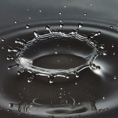 Water splash crown droplets