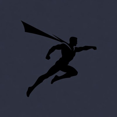 Superman silhouette flying with cape