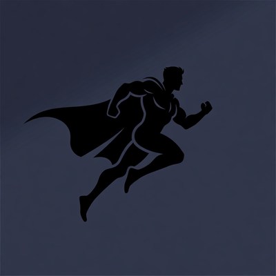 Silhouette Superman Flying with Cape