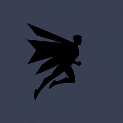Silhouette of flying superhero man