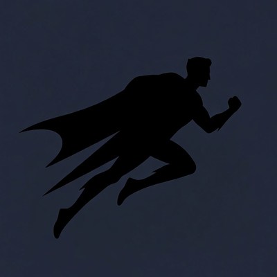 Batman Silhouette Running with Cape