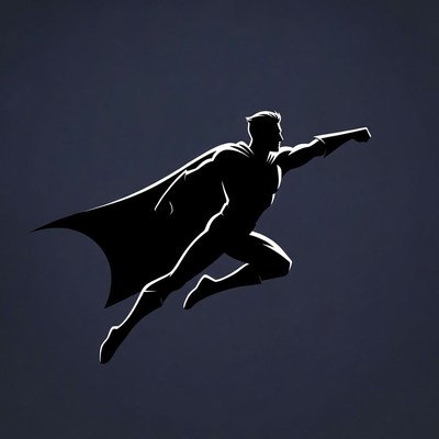 Silhouette Superman Flying with Cape