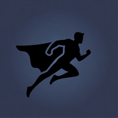 Silhouette of Superman Running with Cape