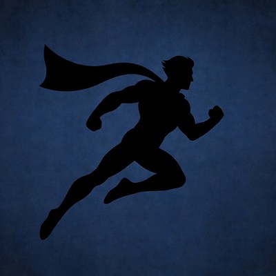 Silhouette Superman Flying with Cape