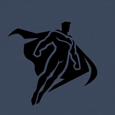 Silhouette Superman Flying with Cape