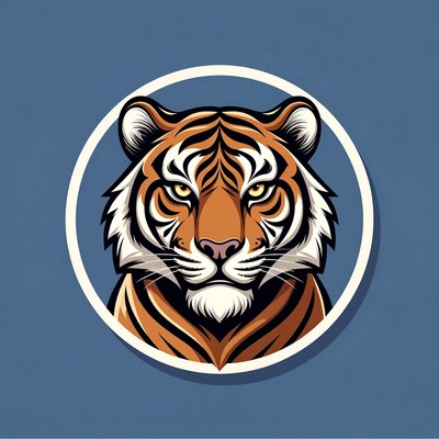 Tiger head in white circle