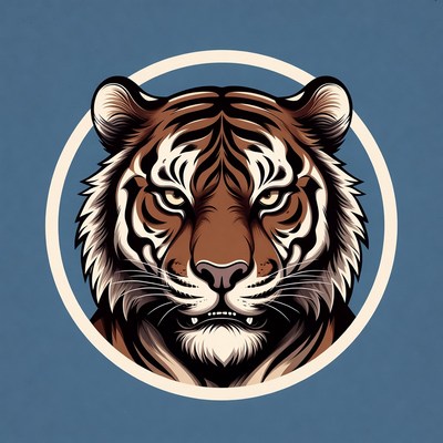 Tiger head illustration in circle