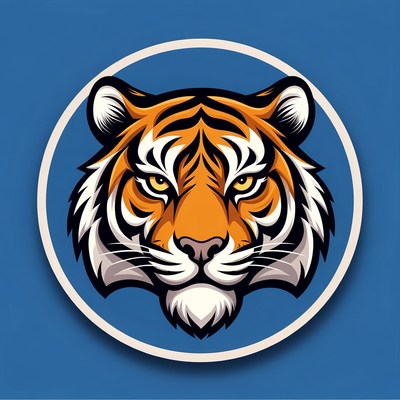 Cartoon Tiger Head in Circle