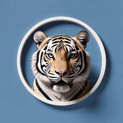 Tiger head in white circle