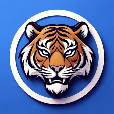 Fierce Tiger Head in White Circle