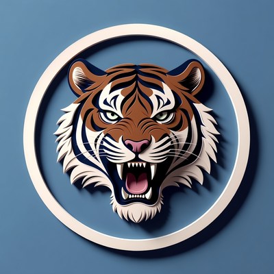 Roaring Tiger Head in White Circle