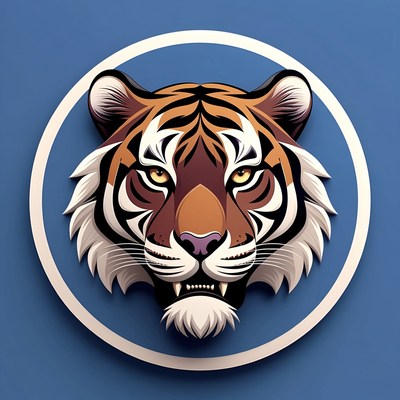 Tiger Head in Circle Illustration