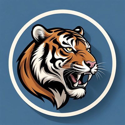 Roaring tiger head illustration