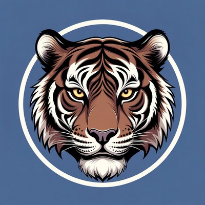 Tiger head illustration in circle