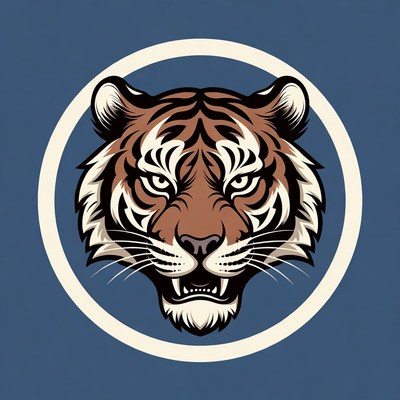 Roaring tiger head in circle
