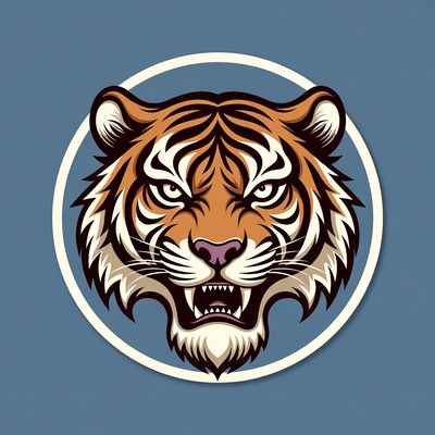 Roaring tiger head illustration