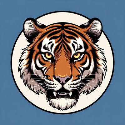 Roaring tiger head illustration