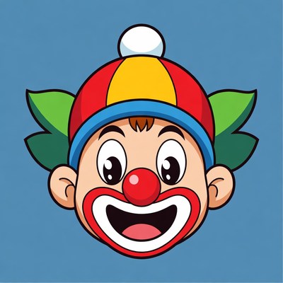 Cartoon Clown with Red Hat