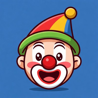Cartoon Clown Smiling with Red Nose